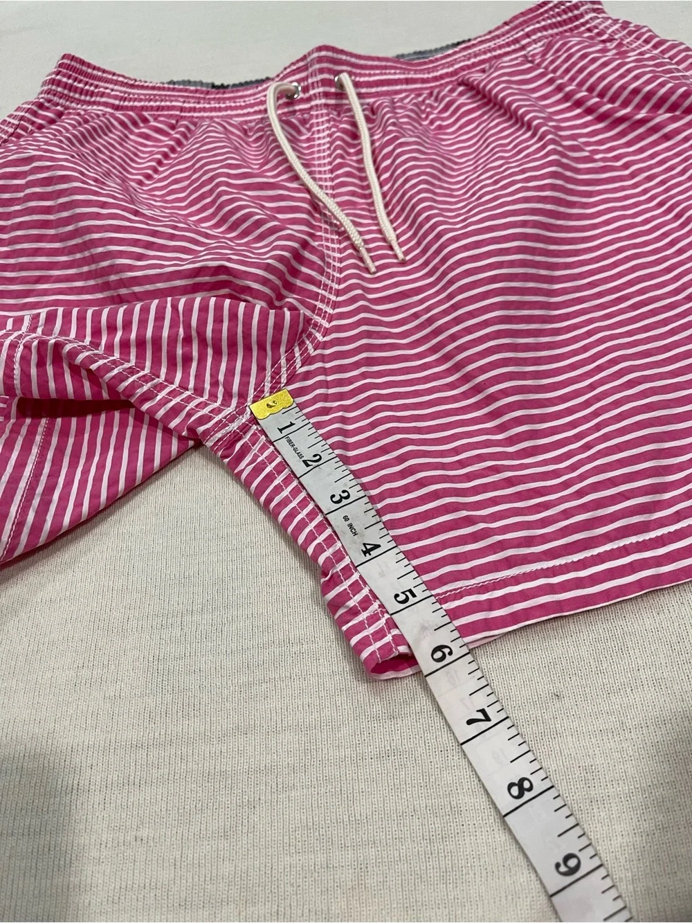 Barbour Milton Pink White Striped Swim Trunks Shorts Men's Size Large